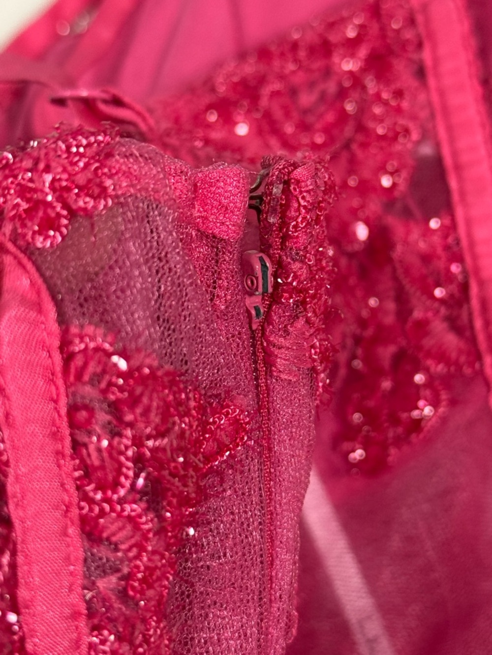 Lulus Dress Medium Tiered Lace Sequin Barbiecore Pink Corset Ruffle Party Mini - Picture 9 of 9